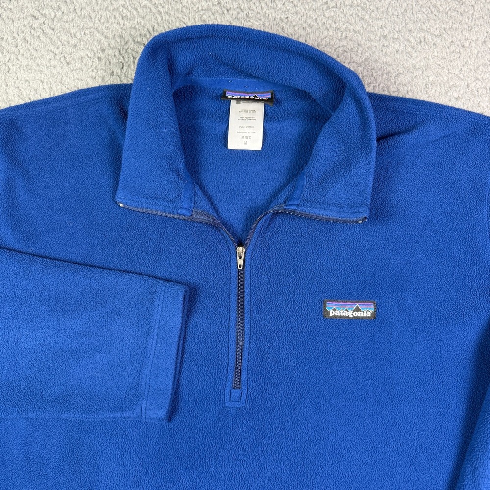Patagonia Synchilla Micro D Fleece Sweater Mens M Blue 1/4 Zip Pullover